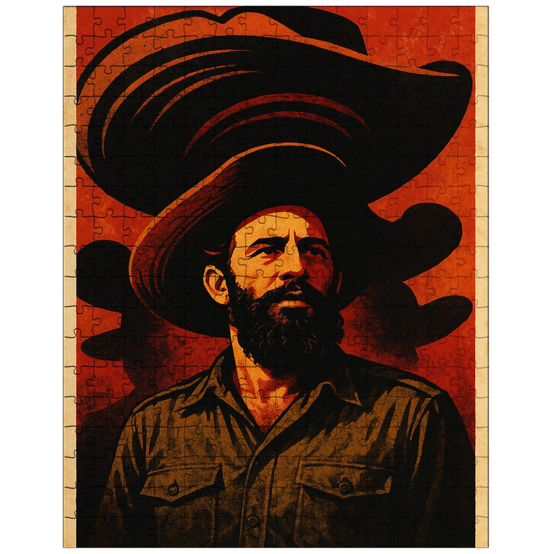 Camilo Cienfuegos beneath oversized sombrero shadows jigsaw puzzle