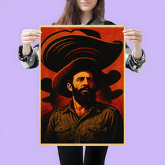 Camilo Cienfuegos beneath oversized sombrero shadows poster 3