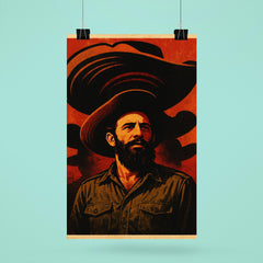 Camilo Cienfuegos beneath oversized sombrero shadows poster 6