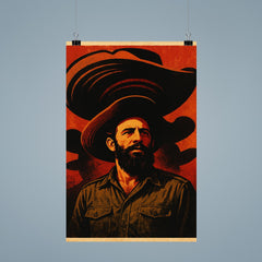 Camilo Cienfuegos beneath oversized sombrero shadows poster 9