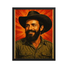 Camilo Cienfuegos framed print on a plain backdrop in size 16"x20".