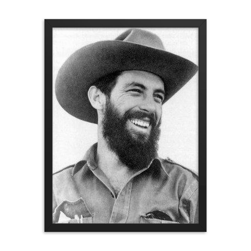 Camilo Cienfuegos framed print on a plain backdrop in size 18