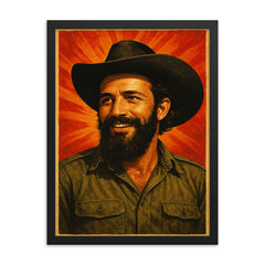 Camilo Cienfuegos framed print on a plain backdrop in size 18"x24".