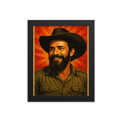 Camilo Cienfuegos framed print on a plain backdrop in size 8"x10".