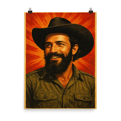 Camilo Cienfuegos poster on a plain backdrop in size 8"x10".