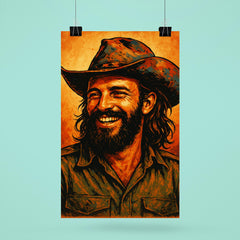 Camilo Cienfuegos smiling beneath a battered revolutionary brim poster 6