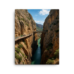 Caminito del Rey Gorge Spain canvas print on a plain backdrop in size 16"x20".