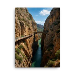 Caminito del Rey Gorge Spain canvas print on a plain backdrop in size 18"x24".