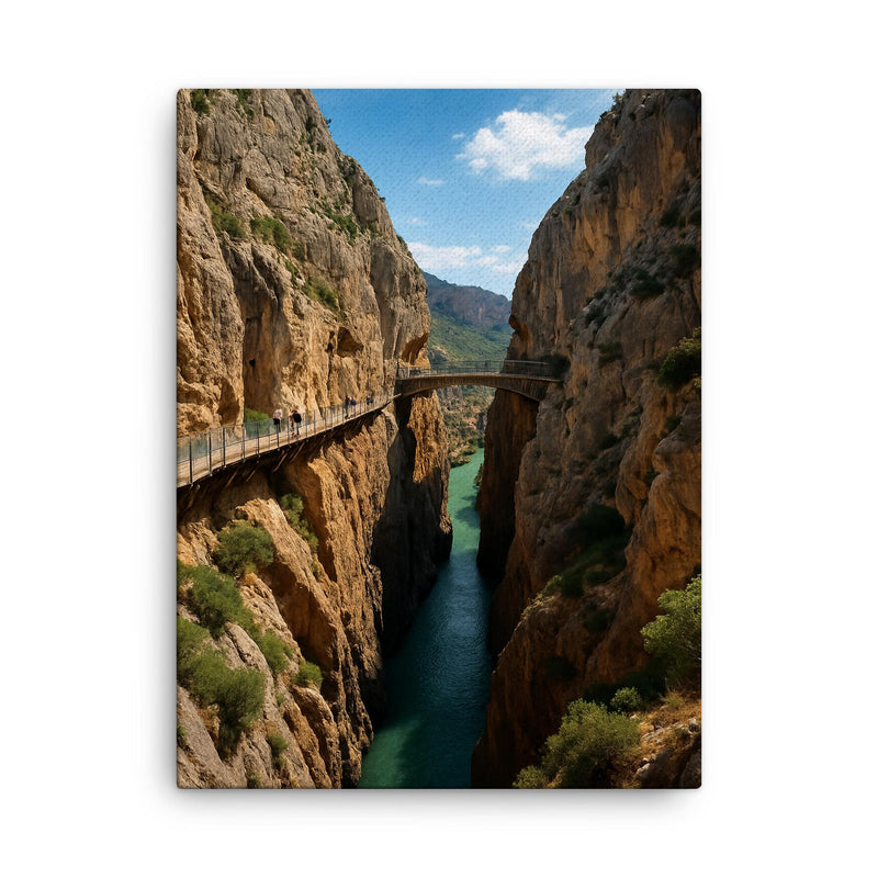 Caminito del Rey Gorge Spain canvas print on a plain backdrop in size 18