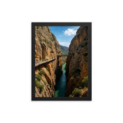 Caminito del Rey Gorge Spain framed print on a plain backdrop in size 12"x16".