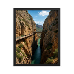 Caminito del Rey Gorge Spain framed print on a plain backdrop in size 16"x20".