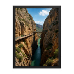 Caminito del Rey Gorge Spain framed print on a plain backdrop in size 18"x24".