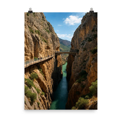 Caminito del Rey Gorge Spain poster on a plain backdrop in size 8"x10".
