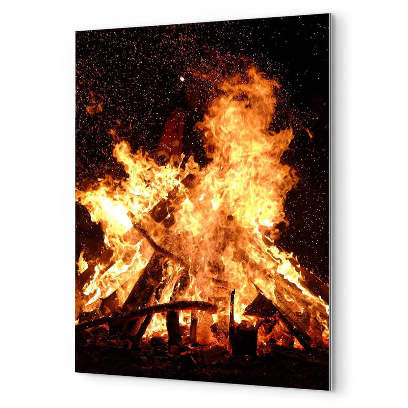 Camping Bonfire metal print mockup