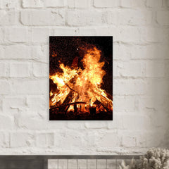 Camping Bonfire metal print mockup