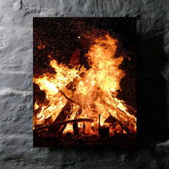 Camping Bonfire metal print mockup