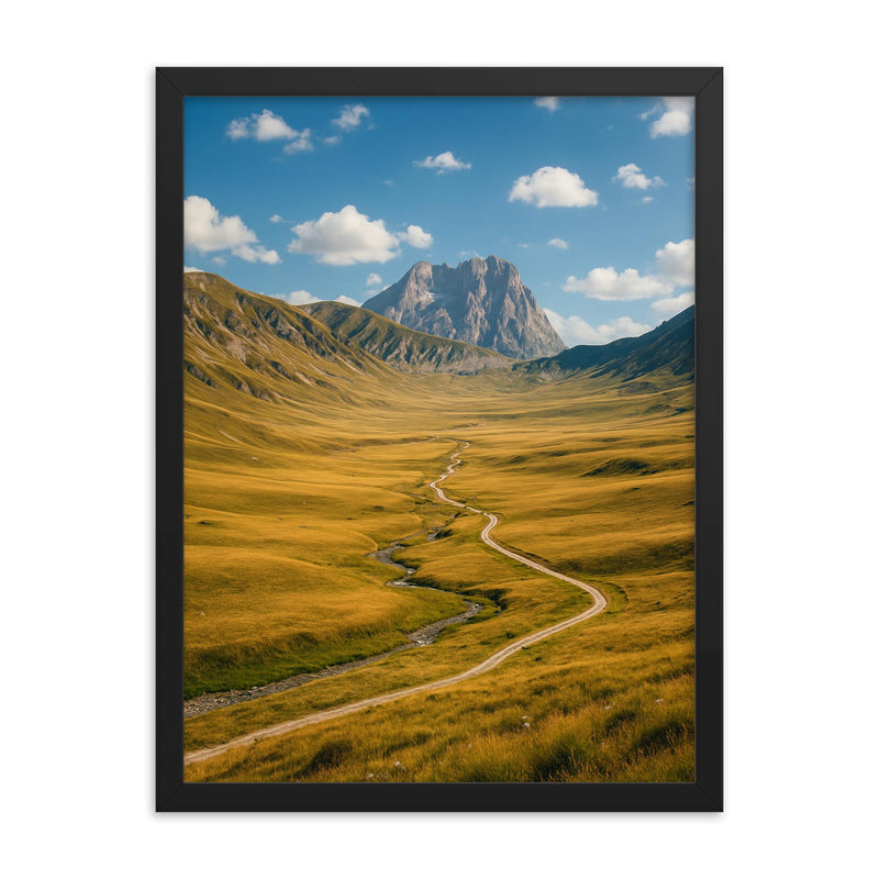 Campo Imperatore Plateau Gran Sasso Italy framed print on a plain backdrop in size 18