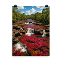 Caño Cristales Colombia poster on a plain backdrop in size 8"x10".