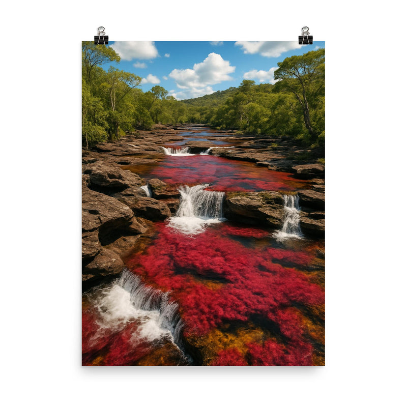 Caño Cristales Colombia poster on a plain backdrop in size 8