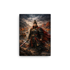 Cao Cao at Red Cliffs before inferno canvas print on a plain backdrop in size 12"x16".
