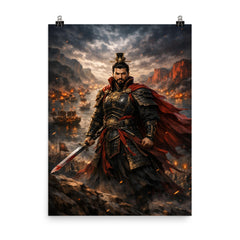 Cao Cao at Red Cliffs before inferno poster on a plain backdrop in size 8"x10".