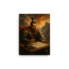 Cao Cao composing poetry before Red Cliffs campaign canvas print on a plain backdrop in size 12"x16".