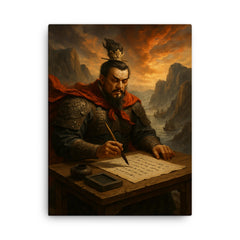Cao Cao composing poetry before Red Cliffs campaign canvas print on a plain backdrop in size 18"x24".