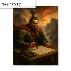 Cao Cao composing poetry before Red Cliffs campaign metal print on a plain backdrop in size 12"x16".
