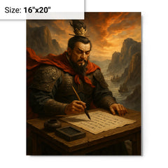 Cao Cao composing poetry before Red Cliffs campaign metal print on a plain backdrop in size 16"x20".
