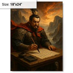 Cao Cao composing poetry before Red Cliffs campaign metal print on a plain backdrop in size 18"x24".