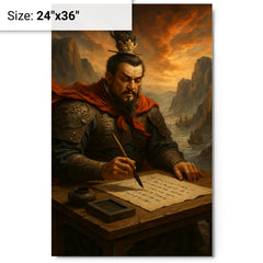 Cao Cao composing poetry before Red Cliffs campaign metal print on a plain backdrop in size 24"x36".