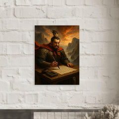 Cao Cao composing poetry before Red Cliffs campaign metal print mockup