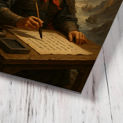 Cao Cao composing poetry before Red Cliffs campaign metal print mockup