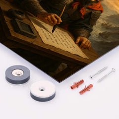 Cao Cao composing poetry before Red Cliffs campaign metal print mockup