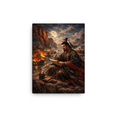 Cao Cao composing poetry before Red Cliffs canvas print on a plain backdrop in size 12"x16".