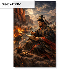 Cao Cao composing poetry before Red Cliffs metal print on a plain backdrop in size 24"x36".
