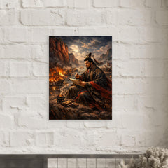 Cao Cao composing poetry before Red Cliffs metal print mockup