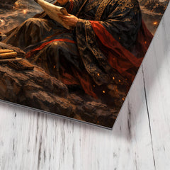 Cao Cao composing poetry before Red Cliffs metal print mockup