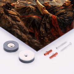 Cao Cao composing poetry before Red Cliffs metal print mockup