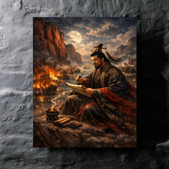 Cao Cao composing poetry before Red Cliffs metal print mockup