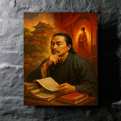 Cao Xueqin among red chamber memories metal print mockup