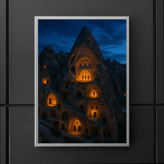 Cappadocia cave monasteries at blue hour poster 5