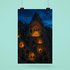 Cappadocia cave monasteries at blue hour poster 6