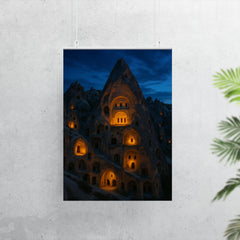 Cappadocia cave monasteries at blue hour poster 7