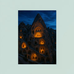 Cappadocia cave monasteries at blue hour poster 8