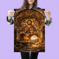 Cappadocia cave sanctuary with Byzantine fresco fragments poster 3