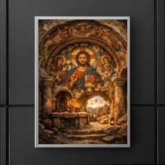 Cappadocia cave sanctuary with Byzantine fresco fragments poster 5