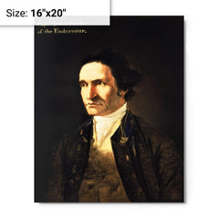 Captain James Cook by William Hodges metal print on a plain backdrop in size 16"x20".
