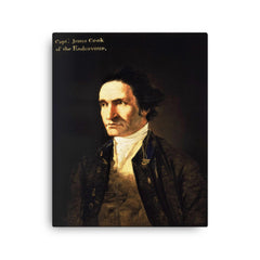 Captain James Cook canvas print on a plain backdrop in size 16"x20".