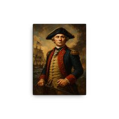 Captain John Paul Jones canvas print on a plain backdrop in size 12"x16".